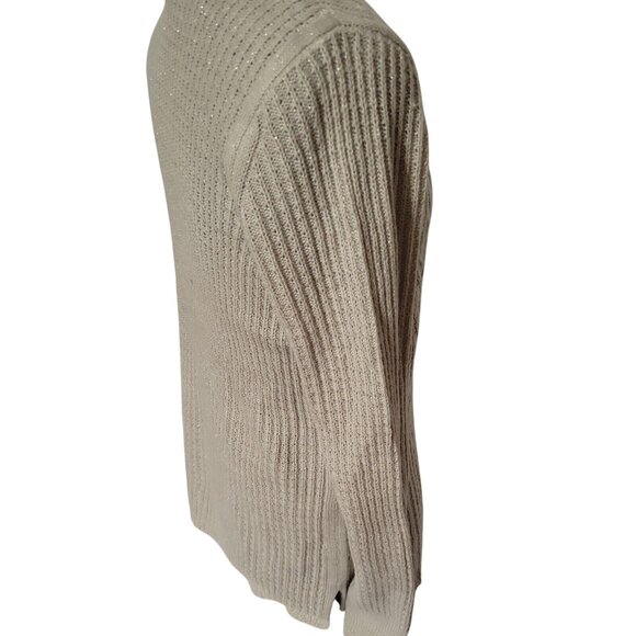 ST JOHN'S BAY Womens Beige Cable Knit V-Neck Sweater Size L lightweight‎ c - Picture 4 of 6